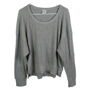 Aerie Offline Waffle Long Sleeve Top Size Small Gray Oversized Thermal Lounge